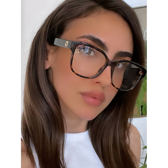 NEW Gucci GG1340O Brown Square Logo Eyeglasses Frames - Picture 1 of 9